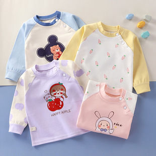 Baby autumn clothes one-piece top baby warm bottoming shirt pure cotton boneless spring and autumn clothes boys and girls home underwear