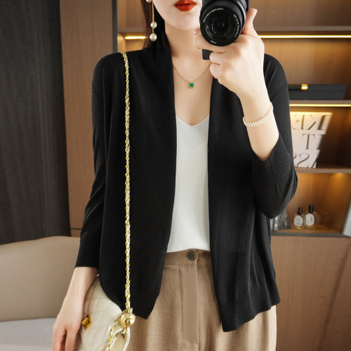 Summer women's air-conditioning sweater thin ice silk linen cardigan long-sleeved women's cardigan shawl large size outer waistcoat