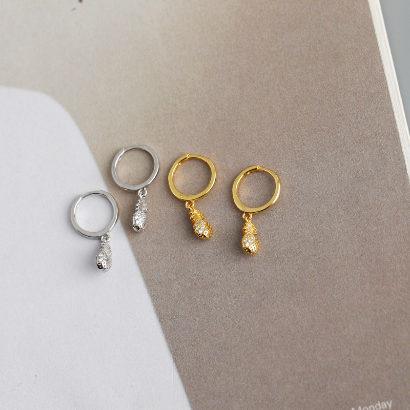 2021 New CrossBorder European and American Ear Clip Affordable Luxury Fashion Diamond PineappleShaped J Fashion Simple Stud Earrings Ear Clip Accessoriespicture4