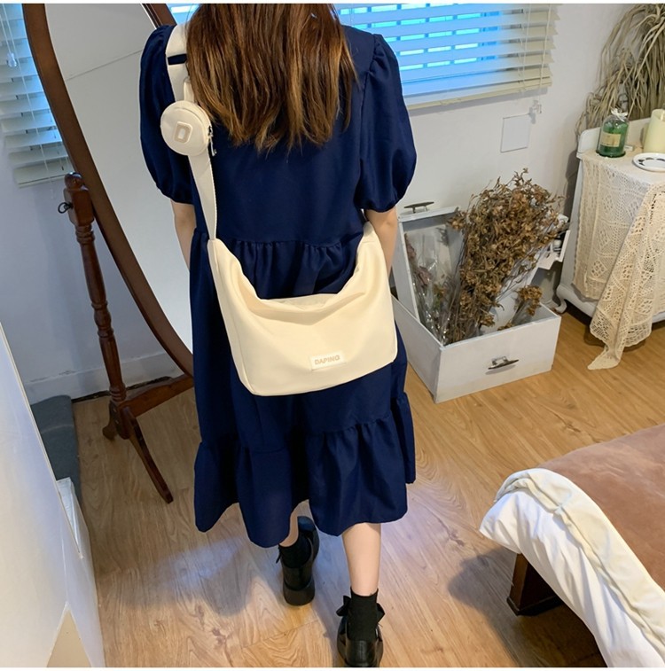 Ins-style large-capacity canvas bag, women's summer-style casual nylon waterproof single-shoulder bag, college student class crossbody bag undefined