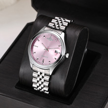 手表厂家直销抖音直播热卖款大表盘女表钢带石英表女碎冰蓝樱花粉