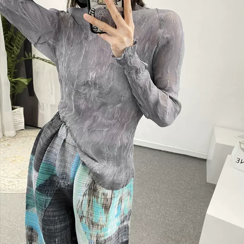 时尚上衣女辣妹轻薄透视性格打底衫内搭高端百搭长袖三宅T恤上衣