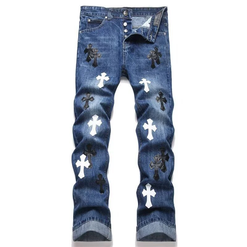 Chrome Hearts Jeans Cross Patch Blue