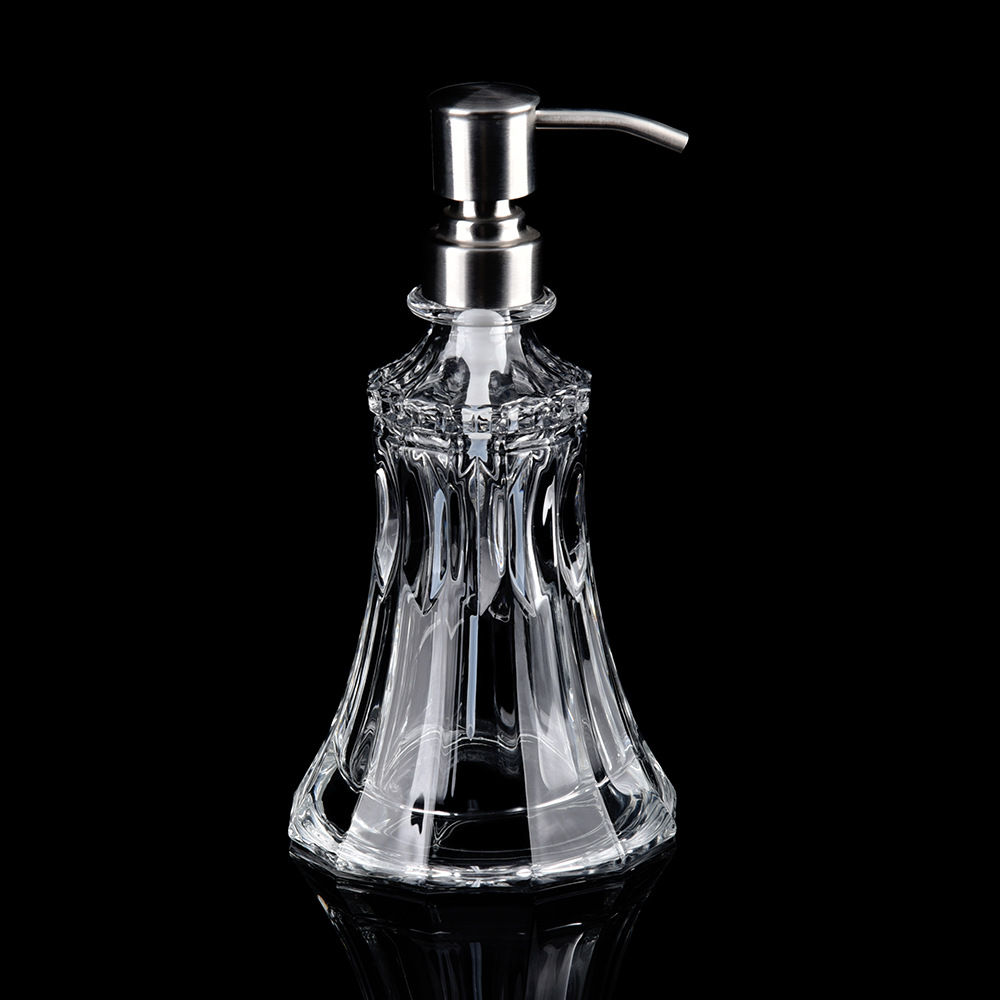 家用洗手液玻璃分装瓶 轻奢不规则乳液按压瓶 酒店洗发水瓶300ml