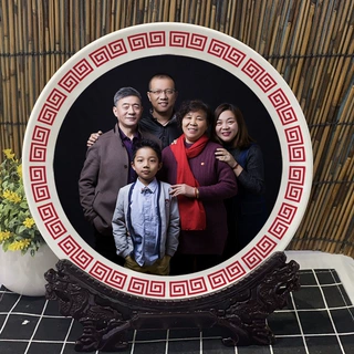 【定制】企业礼品奖盘印logo印人名 全家福人像瓷看盘福寿摆盘