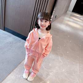 女童长袖春秋款套装洋气2023新款儿童女宝宝秋季拉链外套休闲裤韩