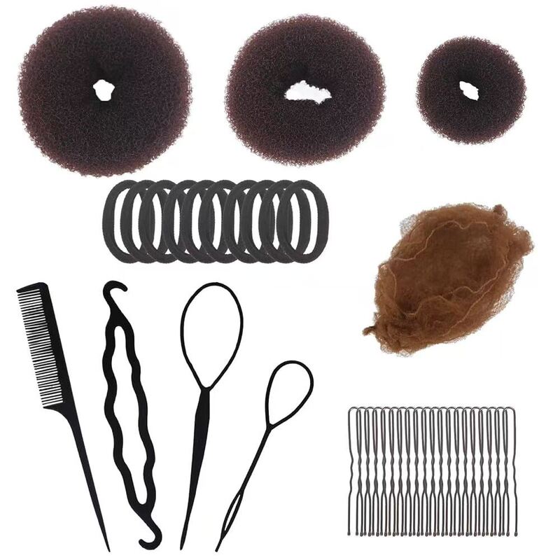ヘア用品のヘアアイロンセットの髪の針の団子の頭のつぼみの髪の形の理髪道具|undefined