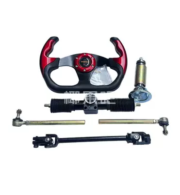 Modified Go-Kart Parts, Self-Made Four-Wheel Electric Vehicle Steering Kit, Aluminum Steering Gear with 32cm Steering Wheel (Motorcycle frame) - semicircle32cm15-circleordinary-universal-joint