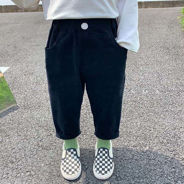 White children's autumn denim trousers for boys