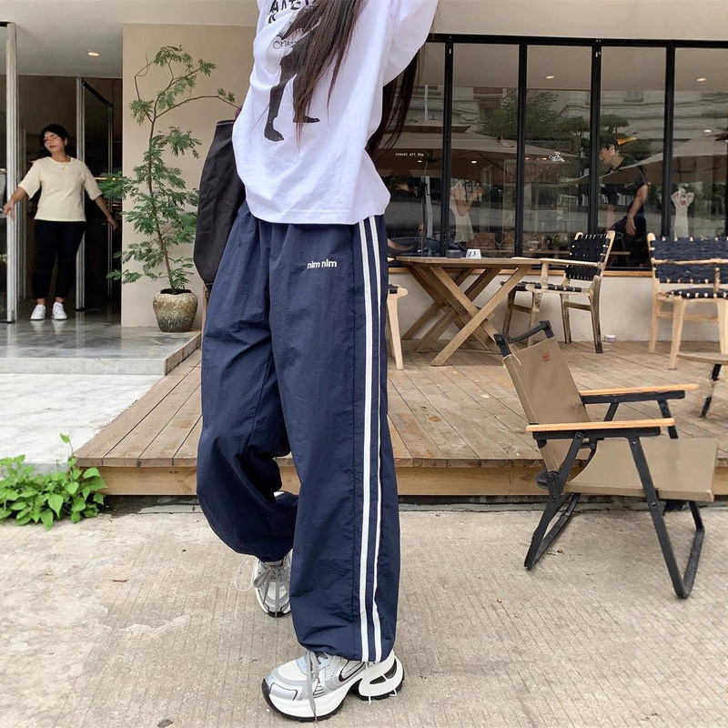 美式辣妹速干工装裤女撞色设计感宽松裤子休闲显瘦长裤运动裤|undefined