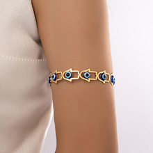 欧美滴油恶魔 之眼开口可调节臂环女时尚C形简约经典眼睛手镯批发