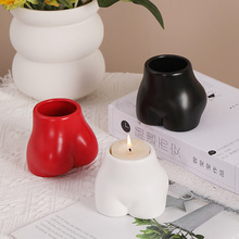 手工欧式创意个性人体蜡烛杯哑光烛台多肉花盆家居陶瓷摆件跨境