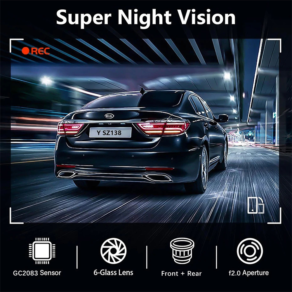 Cross-Border 4K Driving Recorder Front and Rear Dual Camera Wifi Ultra-High Definition Night Vision 24H Parking Monitoring Gps Reversing Image