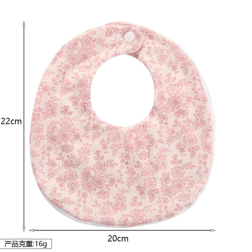 跨境新款宝宝口水巾春夏碎花婴儿围兜防吐奶印花摁扣调节儿童围嘴