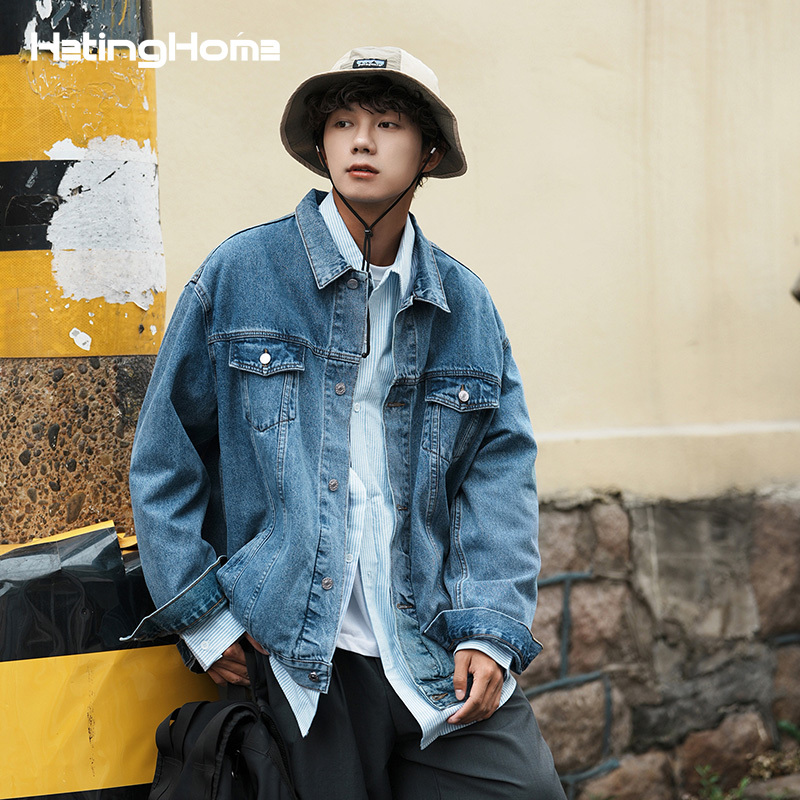 Jacket Coat Autumn Trendy Couple Denim Jacket Loose Clothing Men's American Retro Jacket Denim Jacket Men