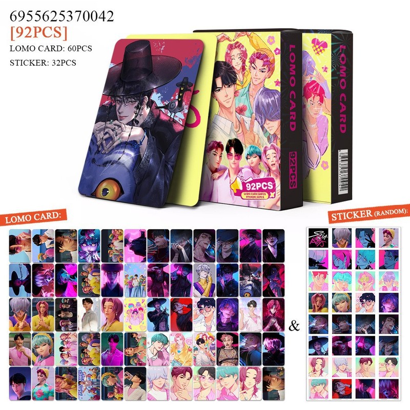 跨境热销现货92张kpop猎魔女团加沙男二次元卡通动漫周边LOMO小卡|undefined