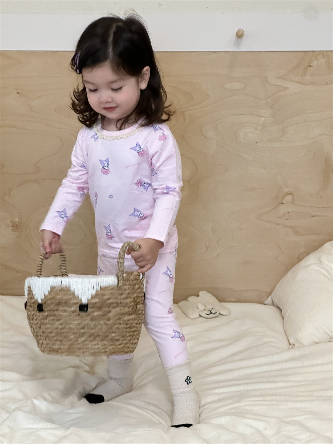 2025 ropa de otoño niñas pijamas bebés ropa infantil coreana ropa infantil ropa de casa bebé dos piezas ropa de otoño