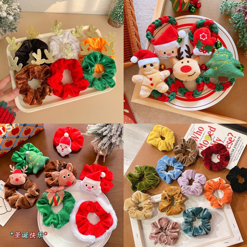 Galletas de ciervo de dibujos animados Accesorios para el cabello de Navidad transfronterizos Cuerda para el cabello tejida Anillo para el cabello de intestino grueso Vestir personas Tombros lindos de felpa