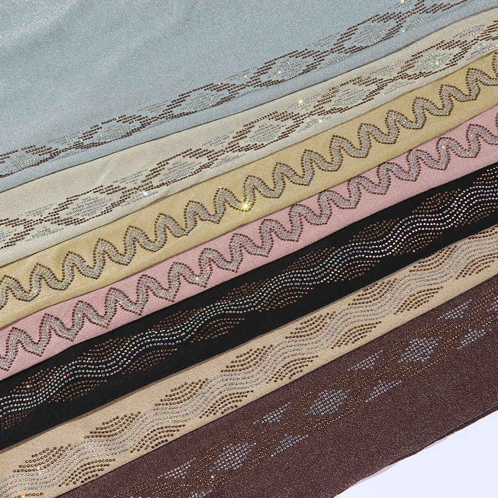 烫钻网布花边条纹面料简约地毯桌布围巾纺织diy手工镶钻厂家批发