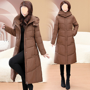 2025 New Down Jacket Women's Mid-length Over-the-knee Fashion Slim-fit Thickened Duck Down Warm Winter Mother's Coat
