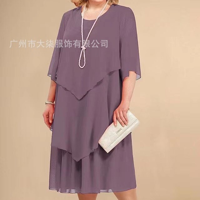 2024 European and American chiffon large size mom beach wedding dress 2024 European and American chiffon large size mom beach wedding dress