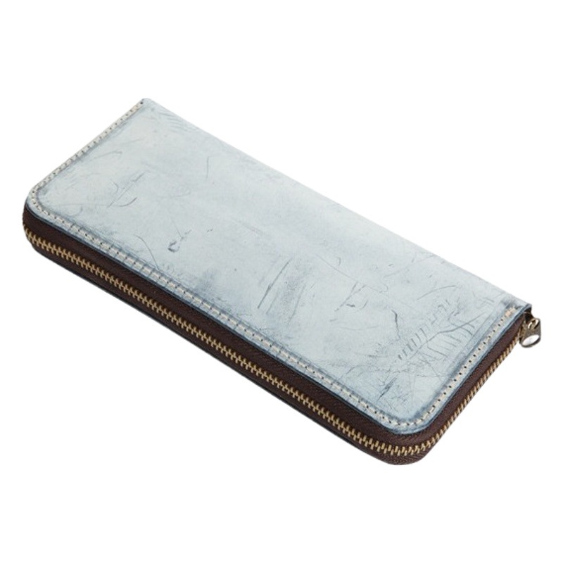 2025 nuevo estilo cuero cuero de vaca para hombres y mujeres carteras de cera de niebla cuero curtido vegetal suministro transfronterizo largo