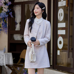高级感小香风套装女2025秋新款复古钉珠气质外套半身裙两件套ZQ08