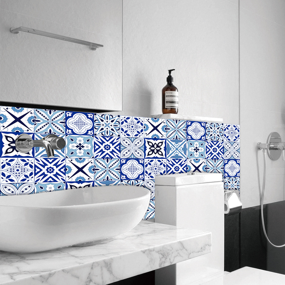 Estilo europeo simulación azulejo pegatinas hogar renovación cocina gabinete decoración autoadhesiva extraíble pegatinas de pared MZ-2-211