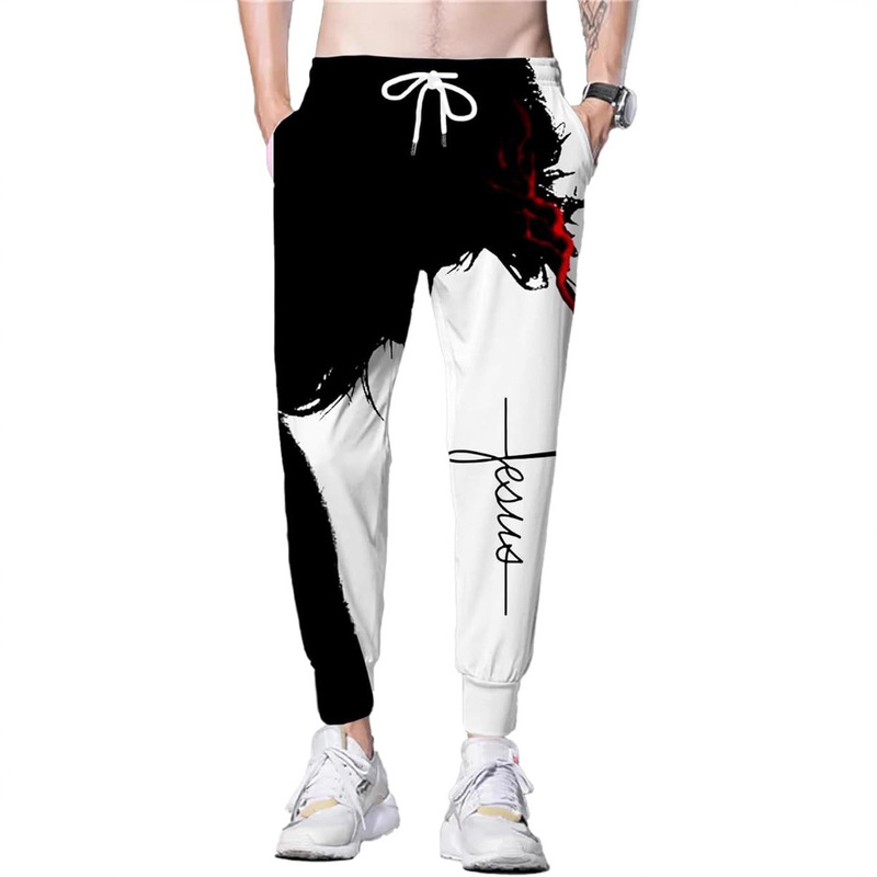 3D Printed Men's Jogging Sweatpants with Novelty Patterns, Casual Sports Joggers with Pockets