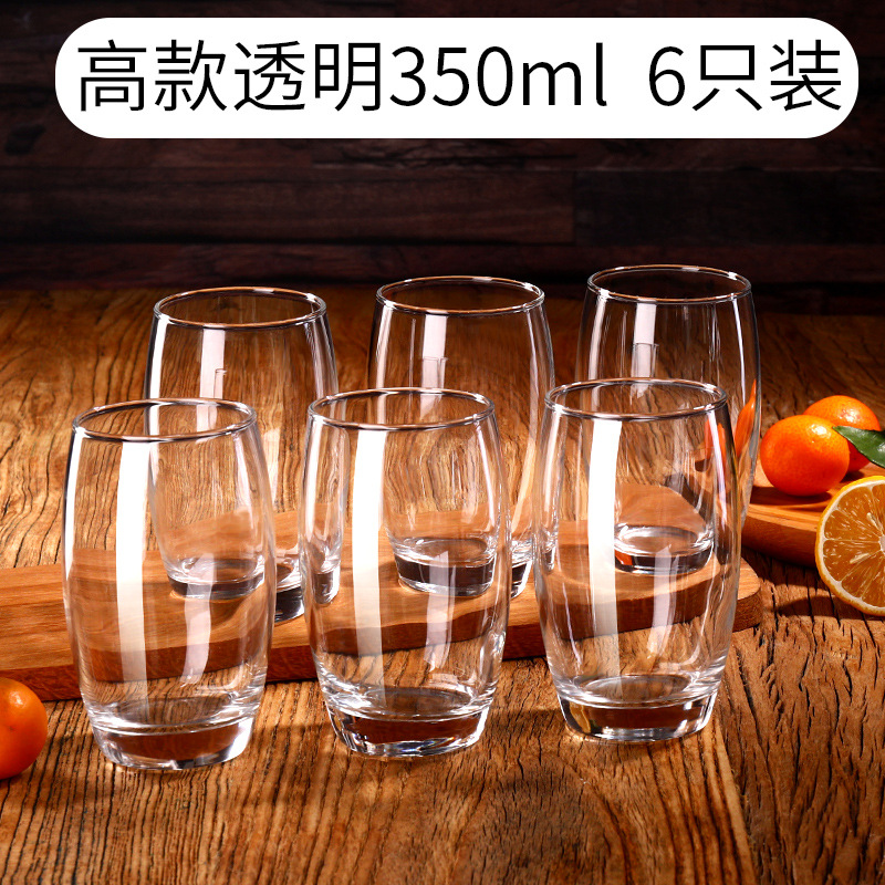 Taza de vidrio transparente para beber taza de agua fría taza de leche taza de té resistente al calor 6 set de hervidor de agua fría material de alta borosilicona