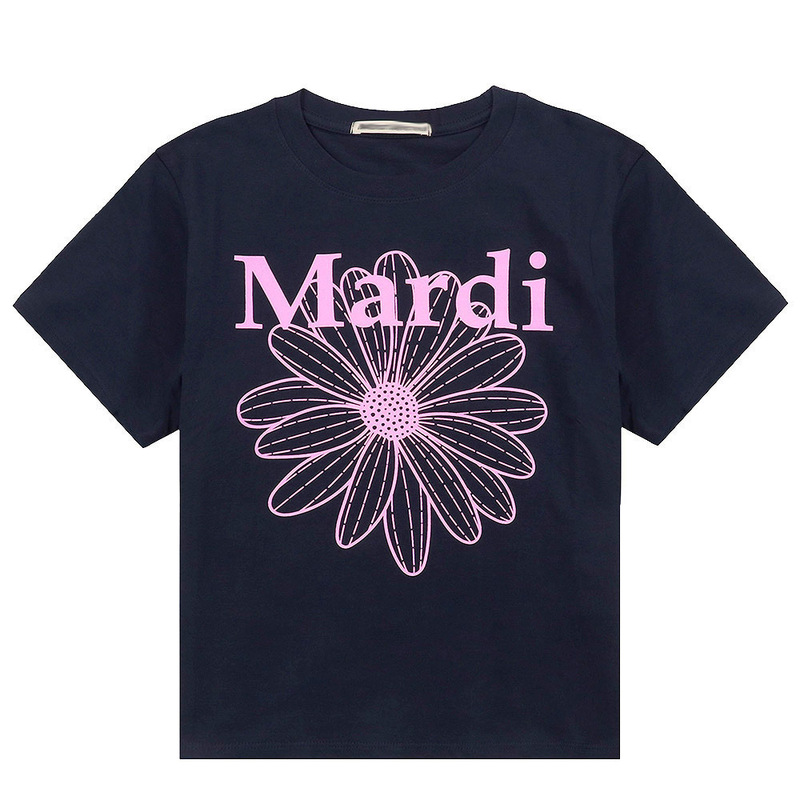 韓国マルディトレンディな半袖フラワープリントゴールドハイシルバー夏ラウンドネック純綿ルーズTシャツトップトレンディ|undefined