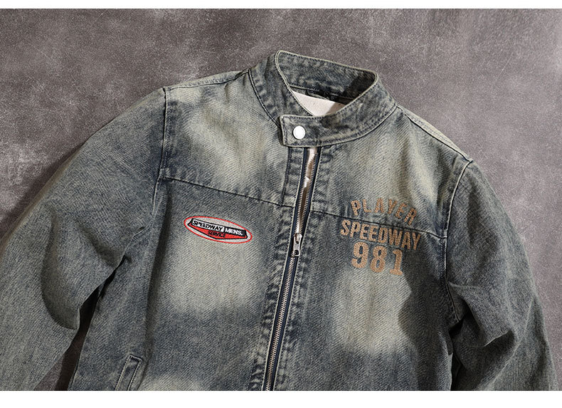 Herr jeansjacka retro lös passform high street stil_voghion.com