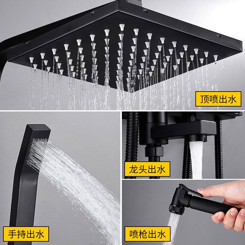 Baño cobre oculto ducha cabeza traje baño Baño grifo hogar negro Acero inoxidable boquilla de Ducha