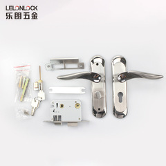 室內門鎖不鏽鋼拉絲全套房門面板鎖 臥室門通用靜音執手面板鎖