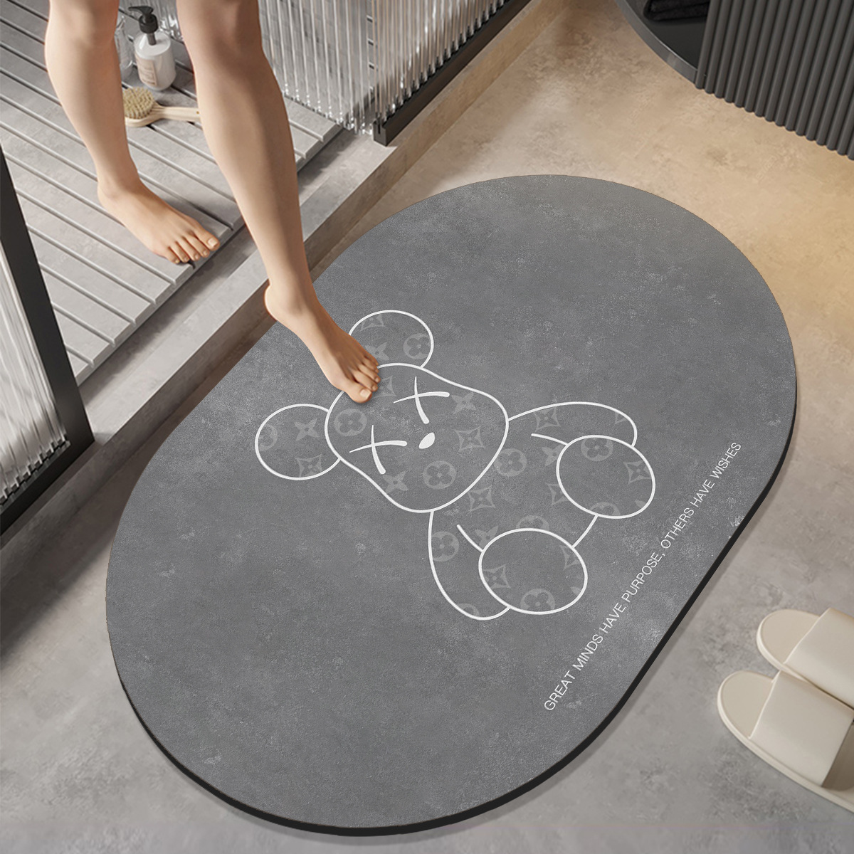 Luz de lujo alfombra de barro de diatomeas puerta de baño absorción de agua secado rápido anti-derrapante alfombra de inodoro