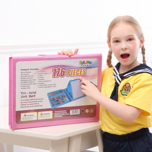 Painting Set with Easel Gift Box, 176 Art Tools, 208 Art Kit, Watercolor Pens, Children's Art Supplies, June 1st Gift