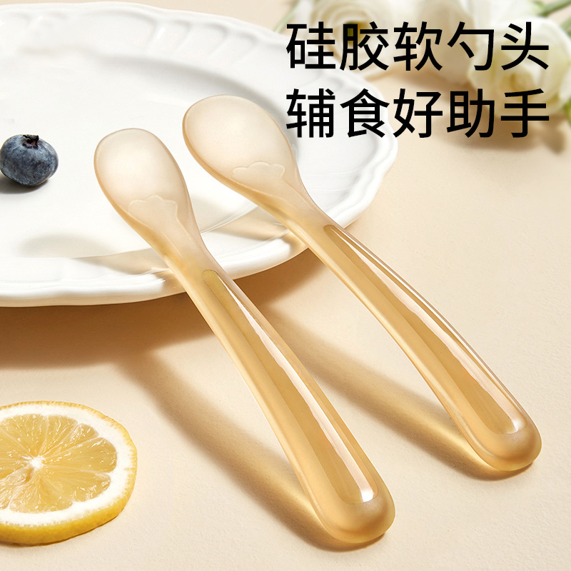 Silicone Spoon Newborn Baby Food Supplement Spoon Baby Eating Special Feeding Milk Feeding Water Rice Flour Paste Kidsren's Silicone Soft Spoon