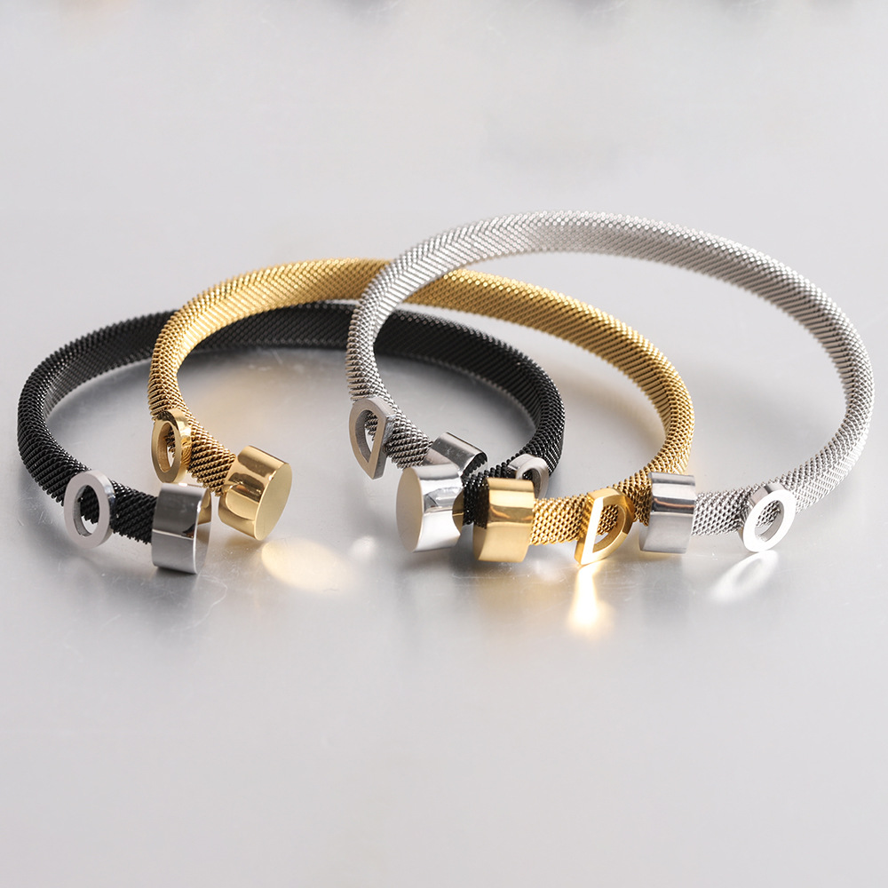 Wholesale Simple Style Solid Color Stainless Steel Plating Bangle display picture 3