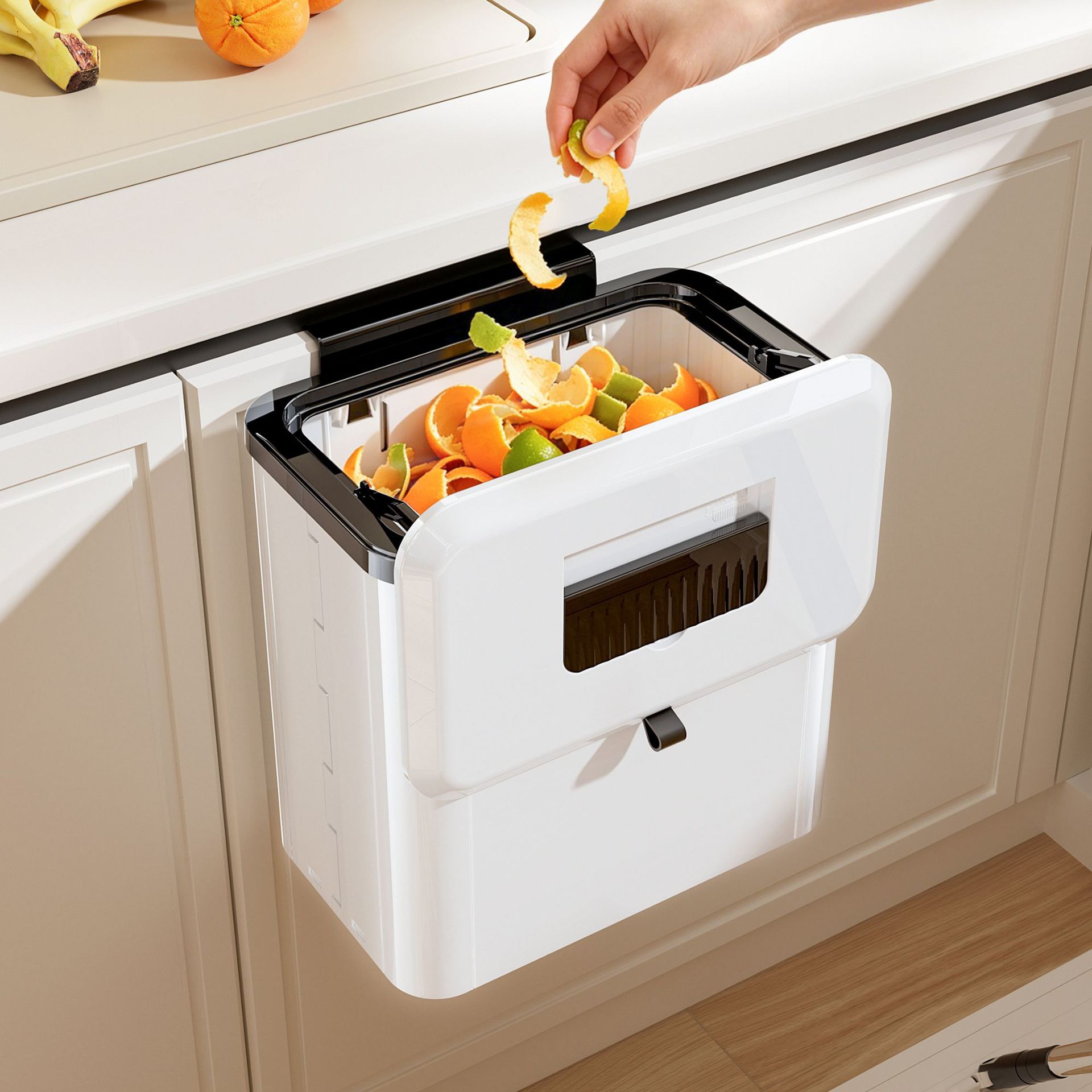 Cross-border trash bin, kitchen wall-mounted wastebasket, large-sized bathroom toilet simple flip-top folding trash bin wholesale