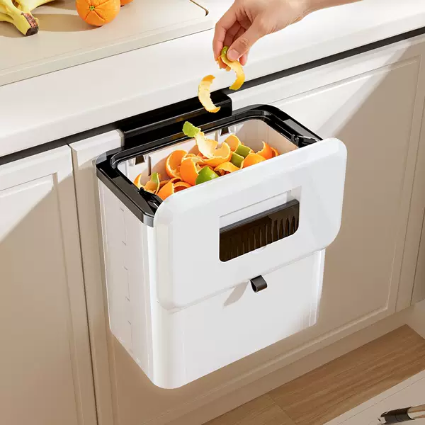 Cross-border trash bin, kitchen wall-mounted wastebasket, large-sized bathroom toilet simple flip-top folding trash bin wholesale