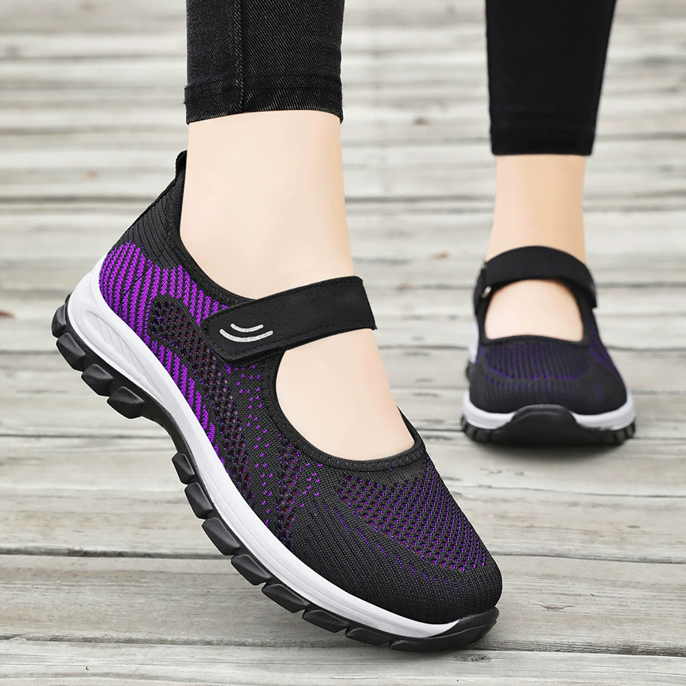 Footwear, summer breathable shoes for mother with velcro for leisure, for middle age, soft sole, for import