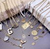 Advanced golden chain for key bag  stainless steel, long necklace, sweater, European style, pink gold