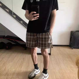 夏季新款美式短裤男潮牌薄款设计感小众宽松大码运动休闲工厂批发