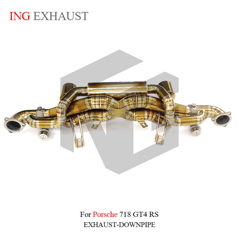 Titanium exhaust pipe with valve for Porsche 718 GT4 RS 4.0L