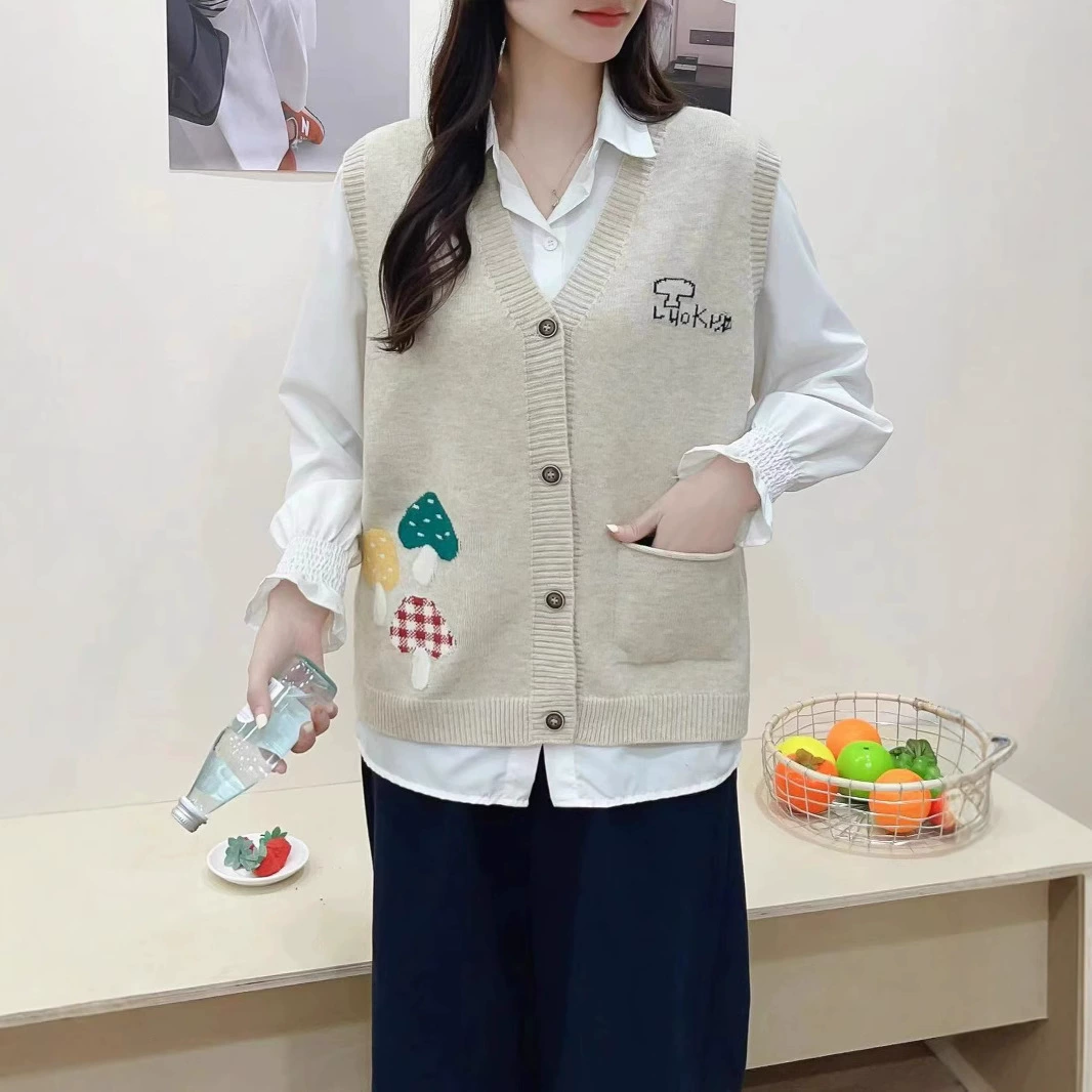 Жилет трикотажный темпераментный куртка осень-зима новый модный свитер высокого уровня тонкий женский кардиган