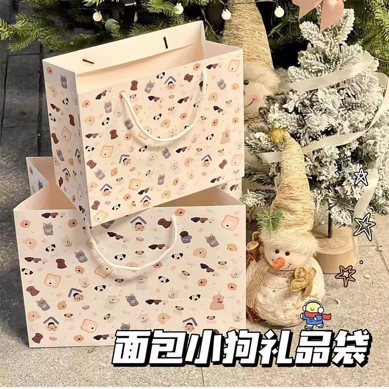 かわいいパンの子犬イン絶妙なギフト高価値ギフトショッピングバッグ収納ギフトトートバッグ|undefined