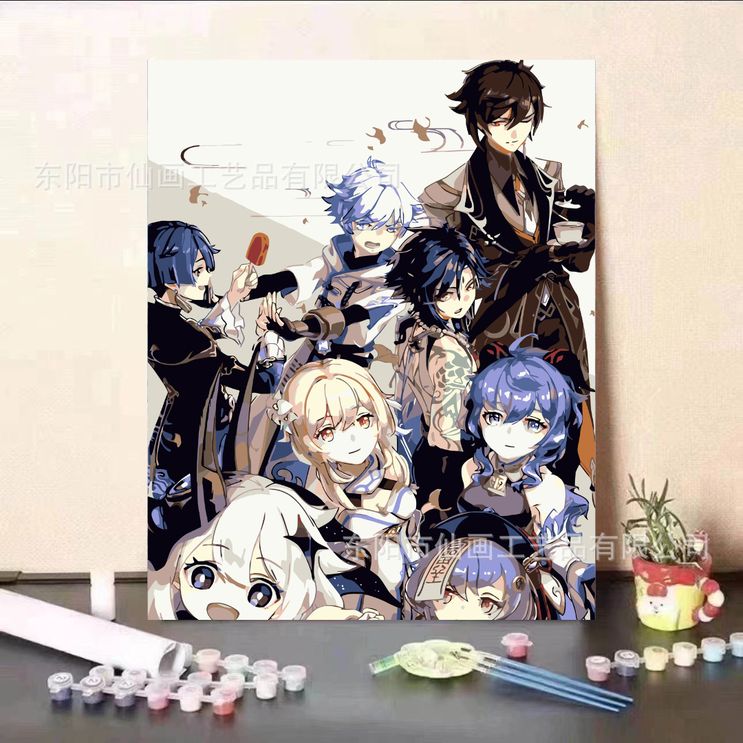 Guardia dulce serie de animación de pintura al óleo digital DIY moderna minimalista para niños fábricas de pintura al óleo de relleno al por mayor