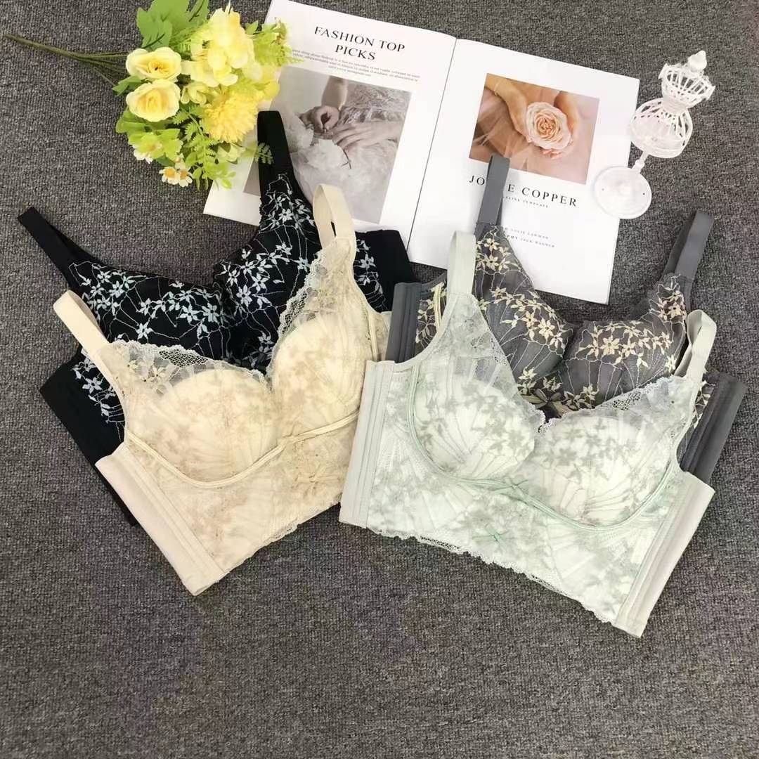 Nuevo sujetador de alta calidad de moda de encaje jacquard transpirable y cómodo ajuste lateral de pecho de cinco botones ropa interior mujer image 1