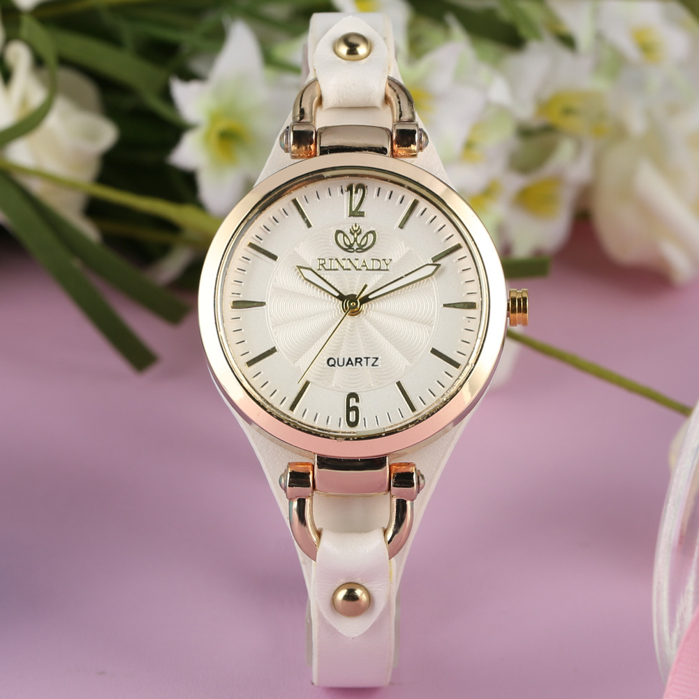 Orologio da donna alla moda, elegante orologio al quarzo in pelle, cinturino sottile, quadrante semplice da donna_voghion.com