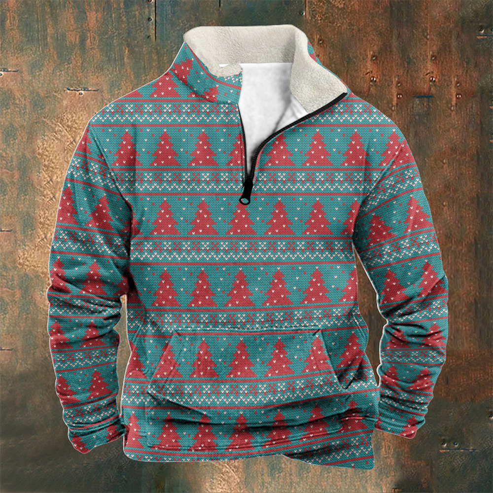 2024 Herbst/Winter Weihnachten Neue Herren Langarm Knopf Strickjacke Bedruckt Trend D152_voghion.com